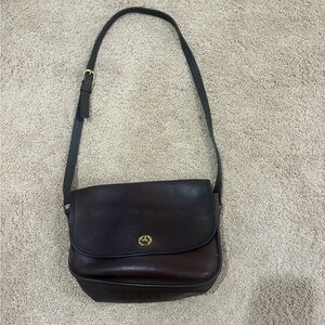Vintage Coach Stewardess Bag 9790 Brown Glove Tanned Leather Crossbody Made USA